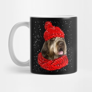 Wirehaired Pointing Griffon Wearing Red Hat And Scarf Christmas Mug